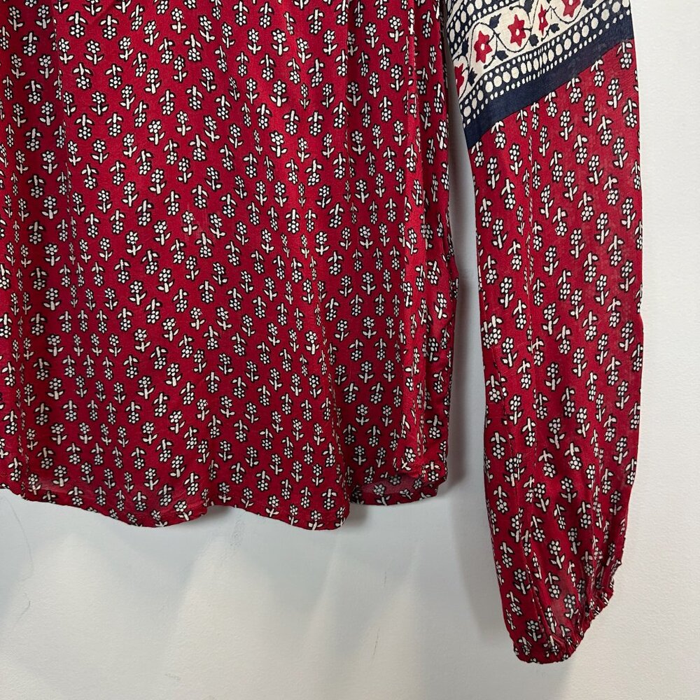 Lucky Brand Red Floral Petaluma Peasant Blouse - Picture 5 of 14